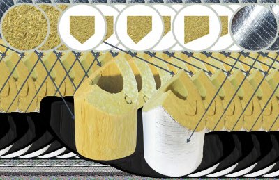 Врезки теплоизоляционные PIPEWOOL 150 Alu, кашированные алюминиевой фольгой, Ø18–1020 мм